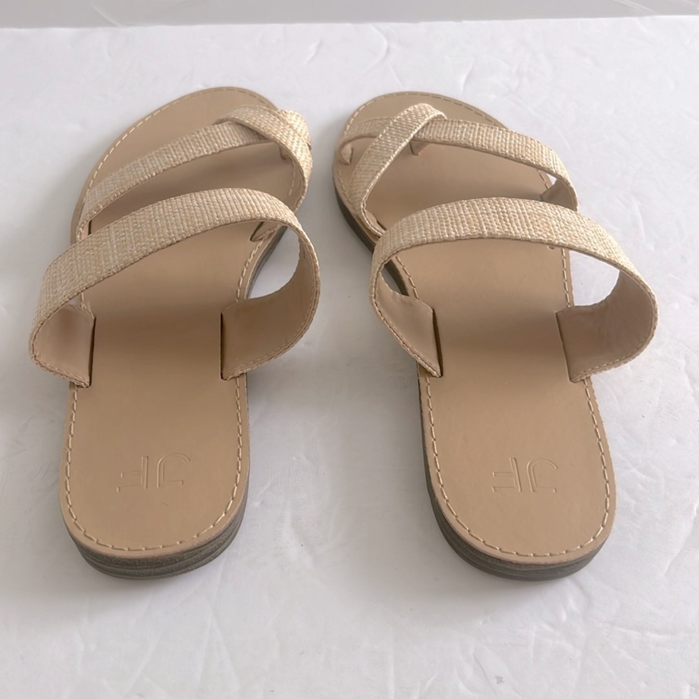 JustFab Women's Jute Natural Tan Flat Sandals Summer Shoes Size 9 New - Picture 7 of 9